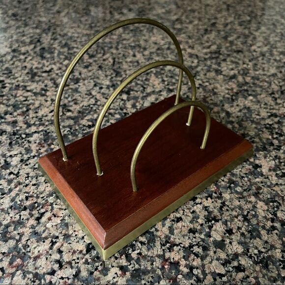The Bombay Company Brass Arches & Trim Wood Letter Holder Vintage - Picture 6 of 16